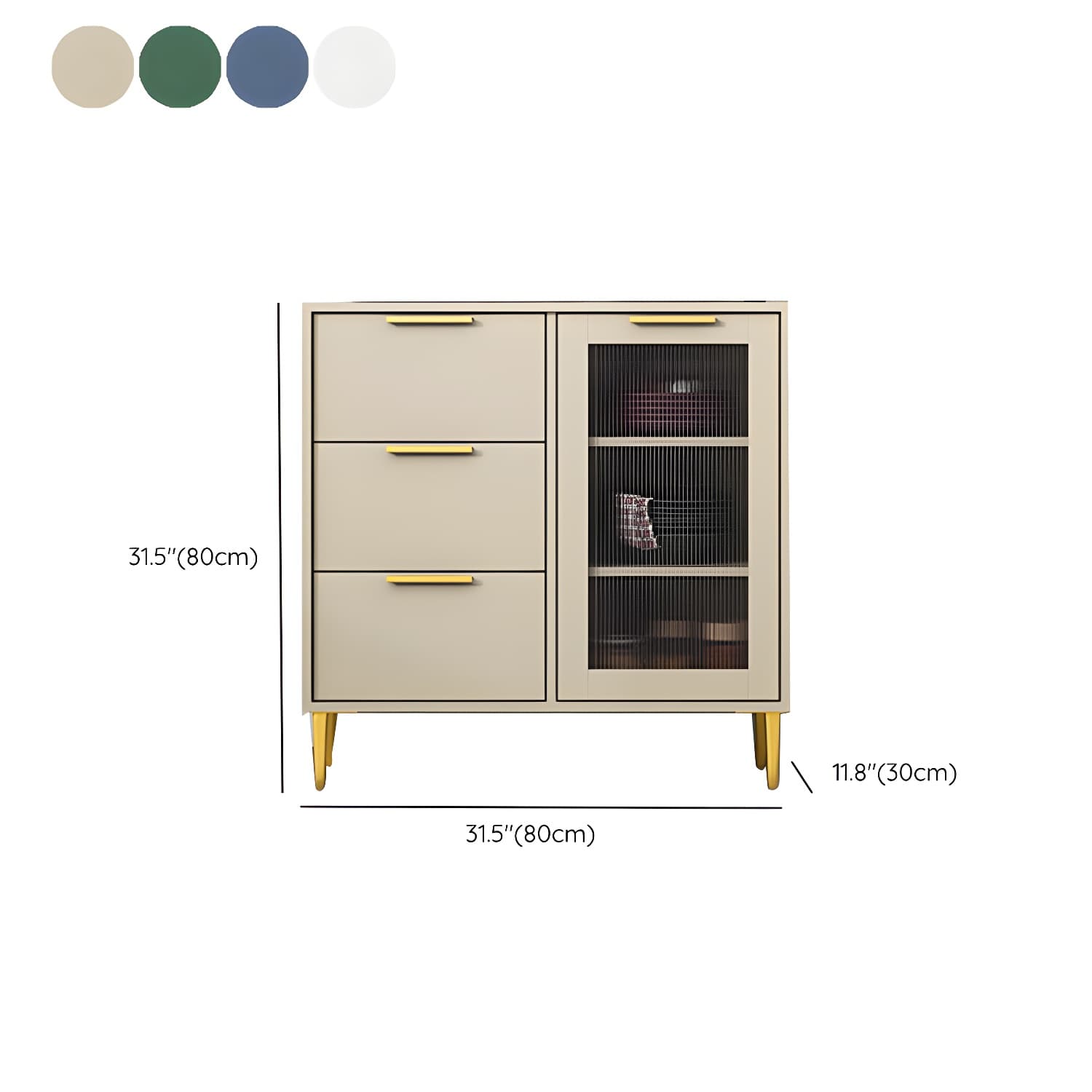 Glam Engineered Wood Sideboard Glass Doors Sideboard with Gold Legs thumbnail 15