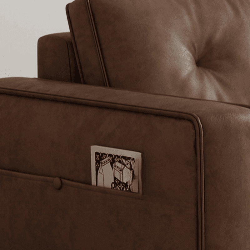 Mocha Pu Leather Convertible Sofa with Armrest for Drawing Room thumbnail 9
