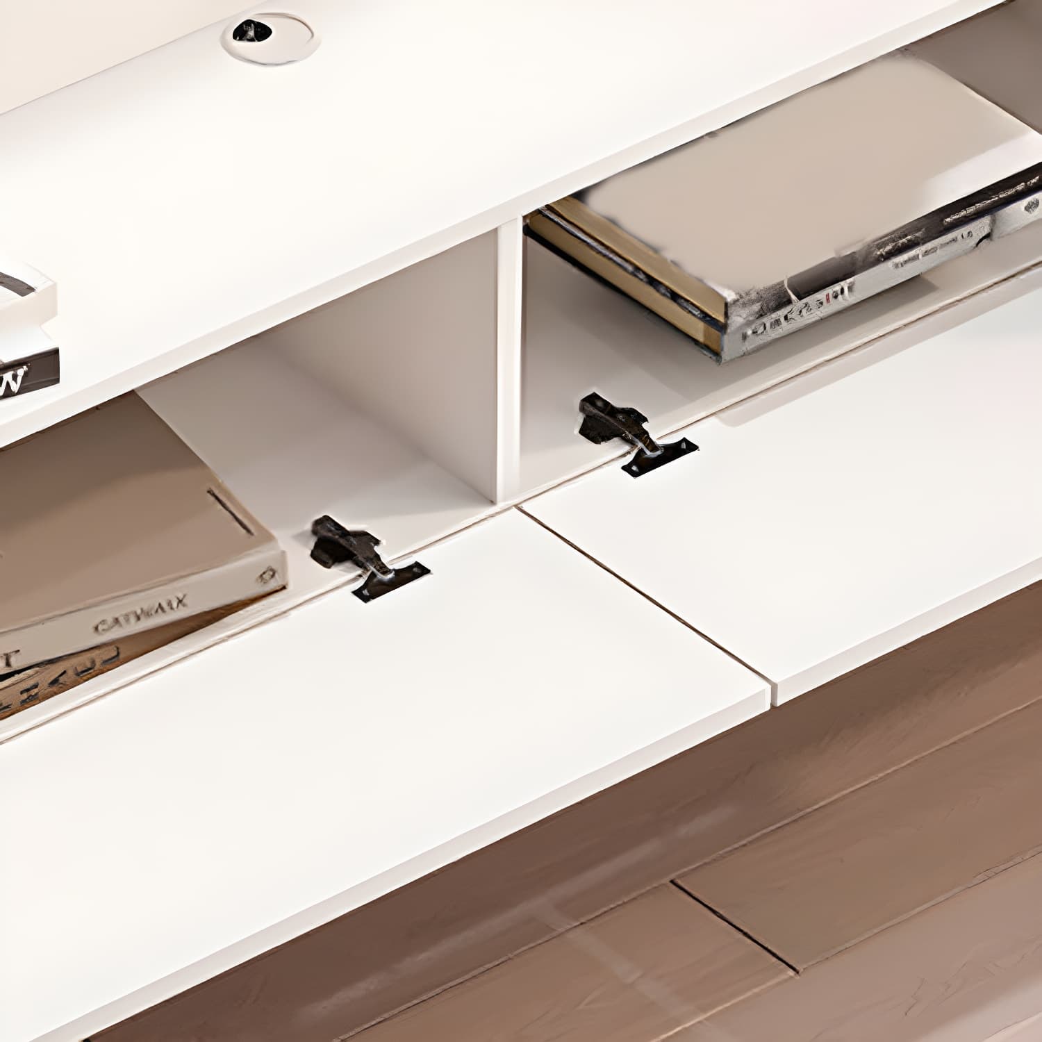 Contemporary Solid Wood Wall-mounted TV Media Stand with Drawers thumbnail 10