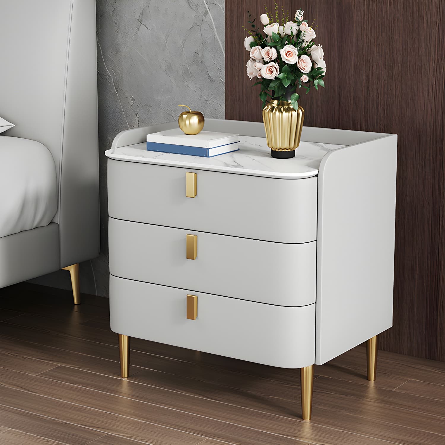 Contemporary Drawer Storage Bed Nightstand Wooden Night Table for Bedroom thumbnail 9