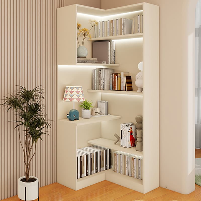 Modern Simple Style Nook Decorative Cabinet with 7 Exterior Shelves, Composite Wood Countertop in Chalk thumbnail 1
