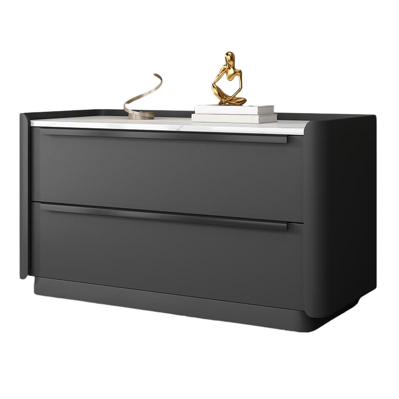 Modern Faux Leather Drawer Storage Nightstand in Stone Finish thumbnail 11
