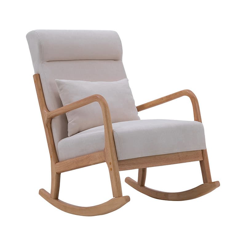 Nordic Natural Cotton Stationary Rocking Couch Chair with Back thumbnail 15