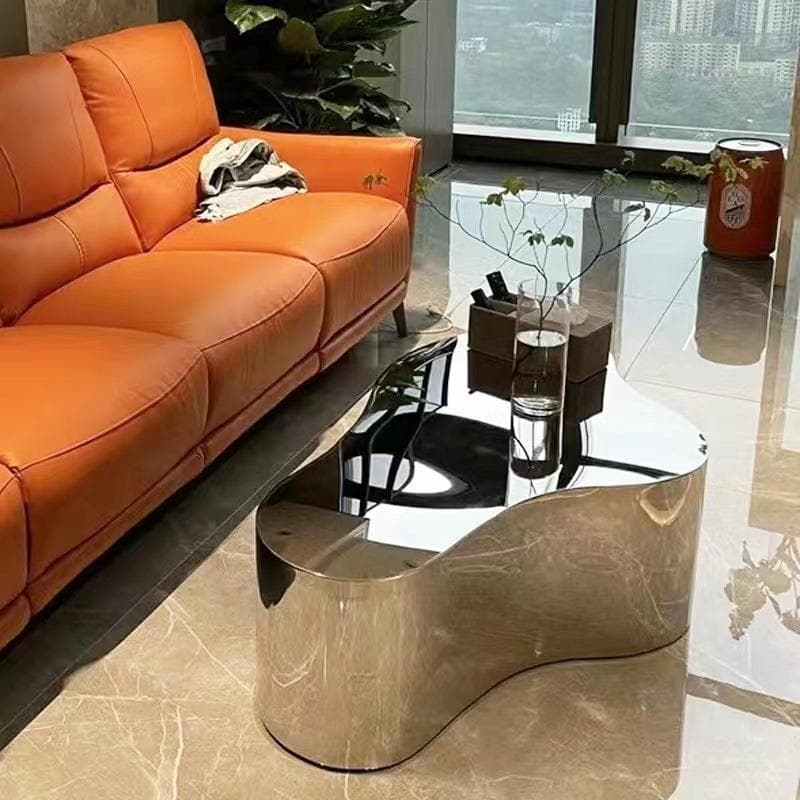 Silver Alloy Irregular/Circular-shaped Accent Table for Small Spaces thumbnail 5