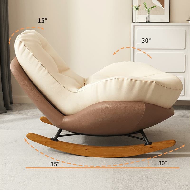 Cotton Upholstered Indoor Rocking Chair with Solid Wood Legs, Compact Design for Small Spaces thumbnail 20