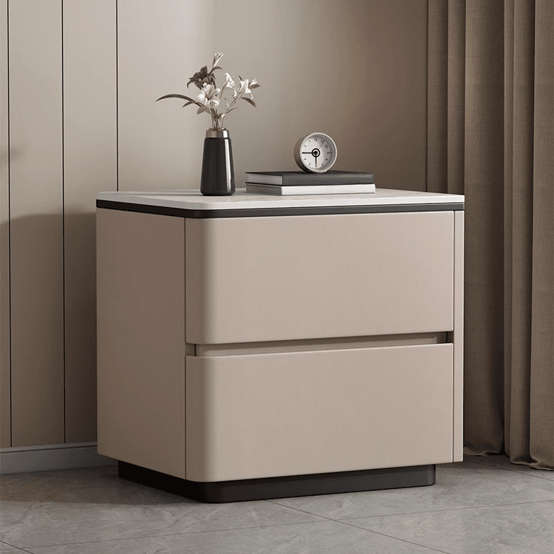 Organic Modern Nightstand With Drawer Organization, 2 Drawers, and Stone Countertop thumbnail 3