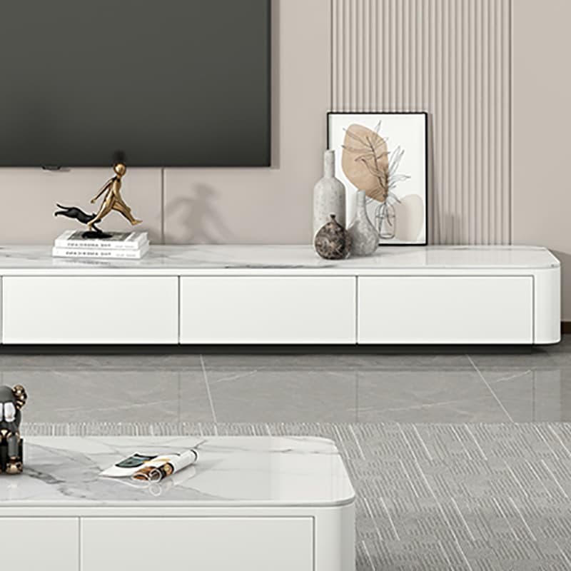 Stone Low TV Stand with Soft-close Drawers and Cable Management thumbnail 10
