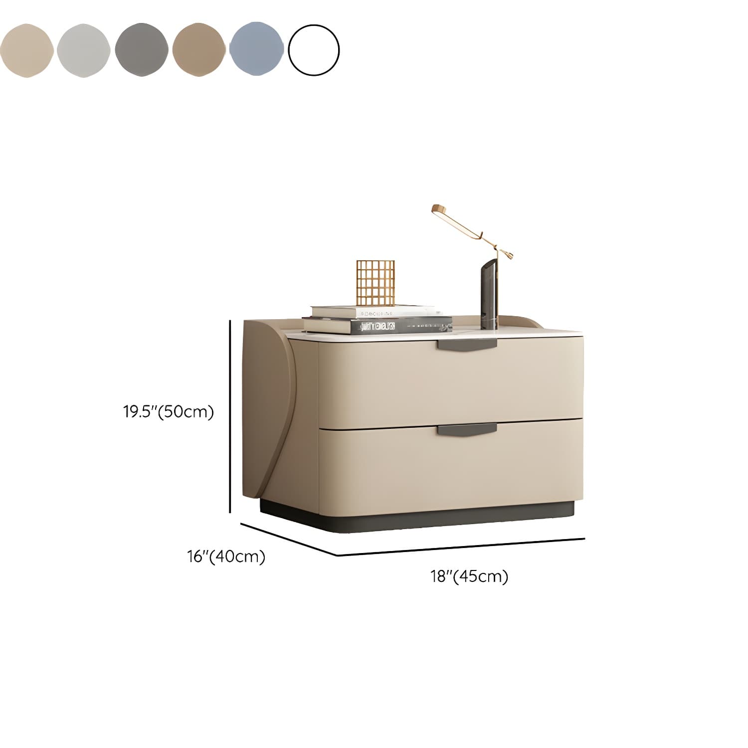 Modern Faux Leather Nightstand with Two Drawers in Light Wood thumbnail 17