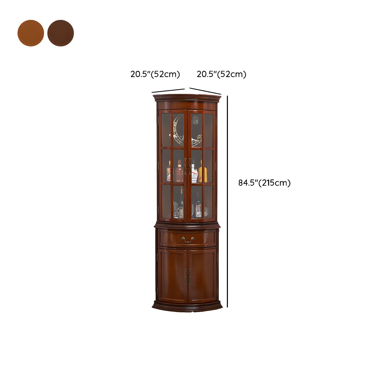 Corner Mid-Century Modern Accent Cabinet with Wood Countertop and Glass Doors thumbnail 18