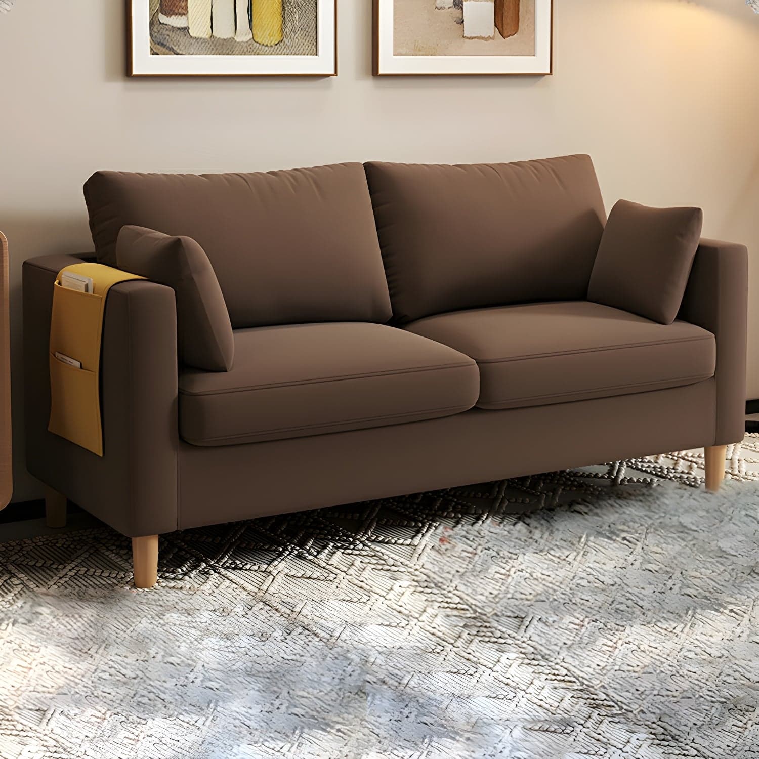 Contemporary Square Arm Loveseat with Machine Washable Cover and Pillows thumbnail 7