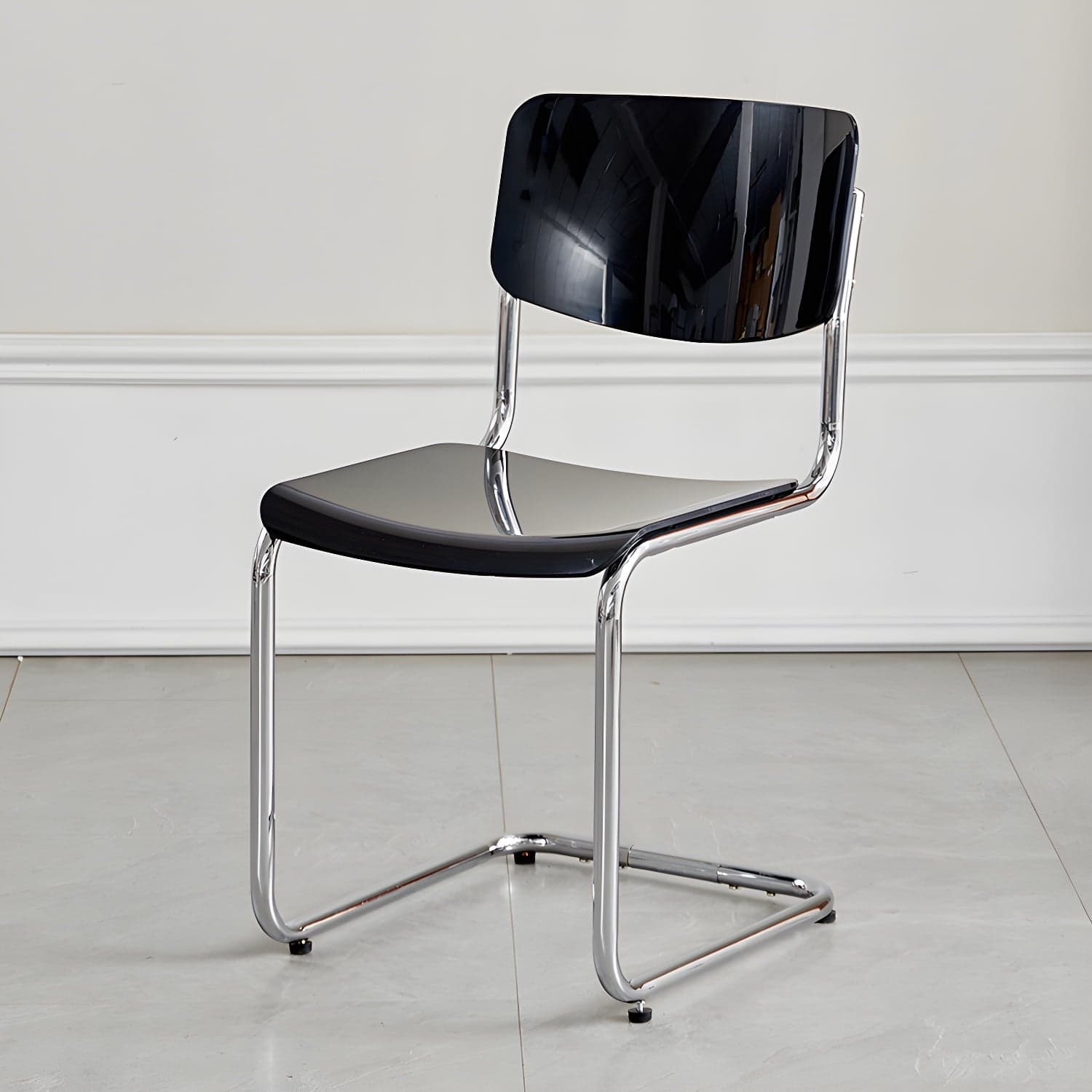 Modern Plastic & Acrylic Side Chair with Low Back and Open Back Style - Silver Leg Color thumbnail 1