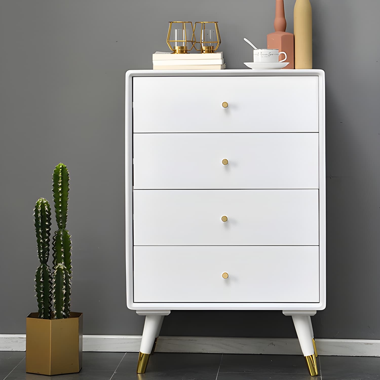 Solid Wood Accent Chest Mid Century Drawers Included Cabinet thumbnail 3