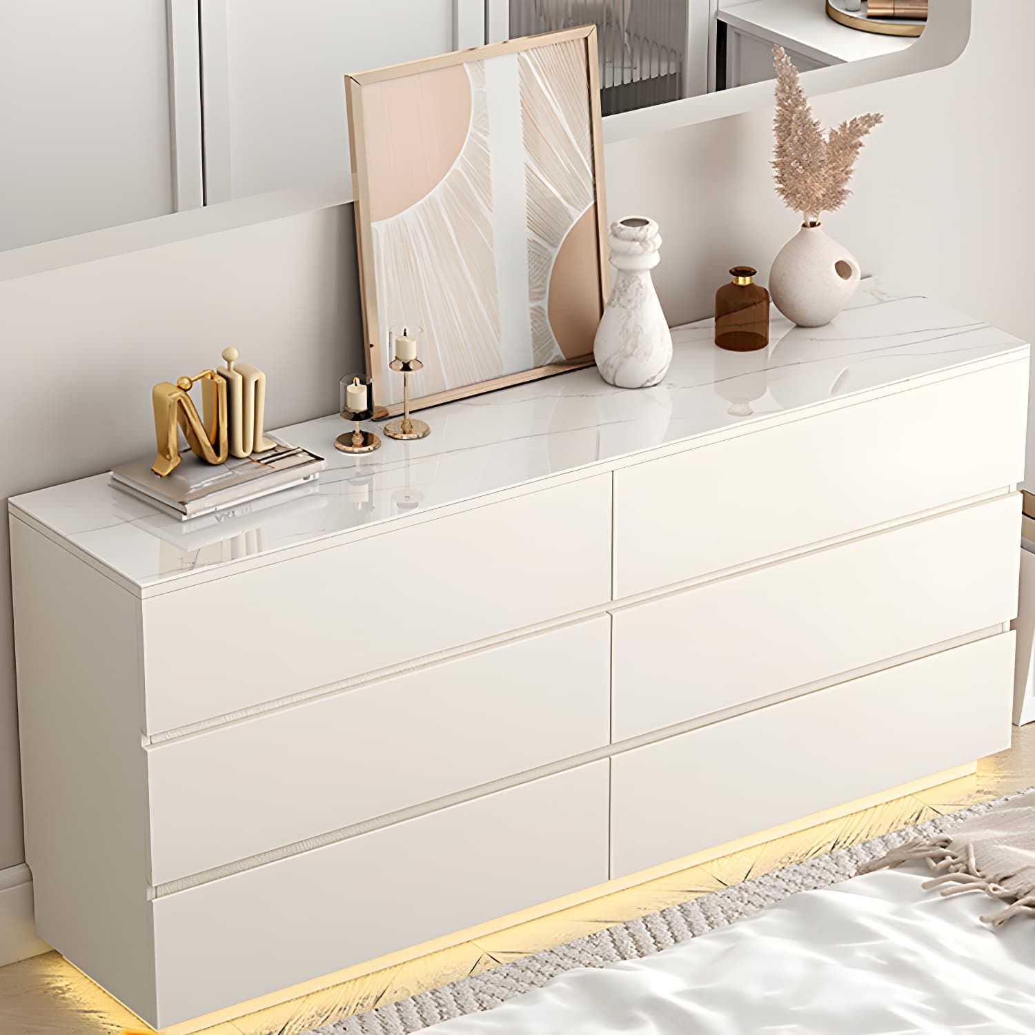 13.65-inch W Stone Storage Chest Dresser Modern Storage Chest thumbnail 3