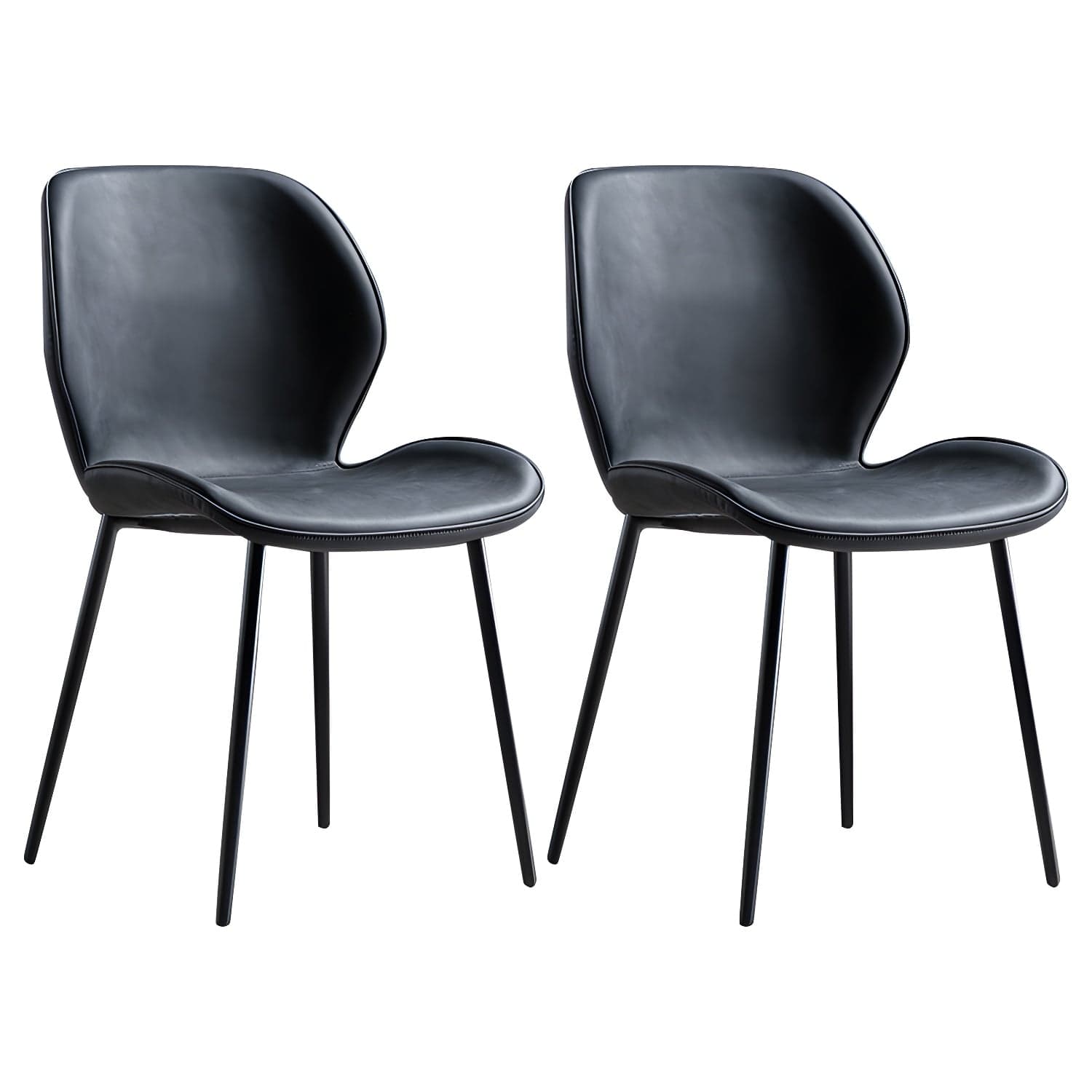 Scandinavian Leather Home Side Chair Matte Finish Wingback Dining Chair (Set of 2) thumbnail 9