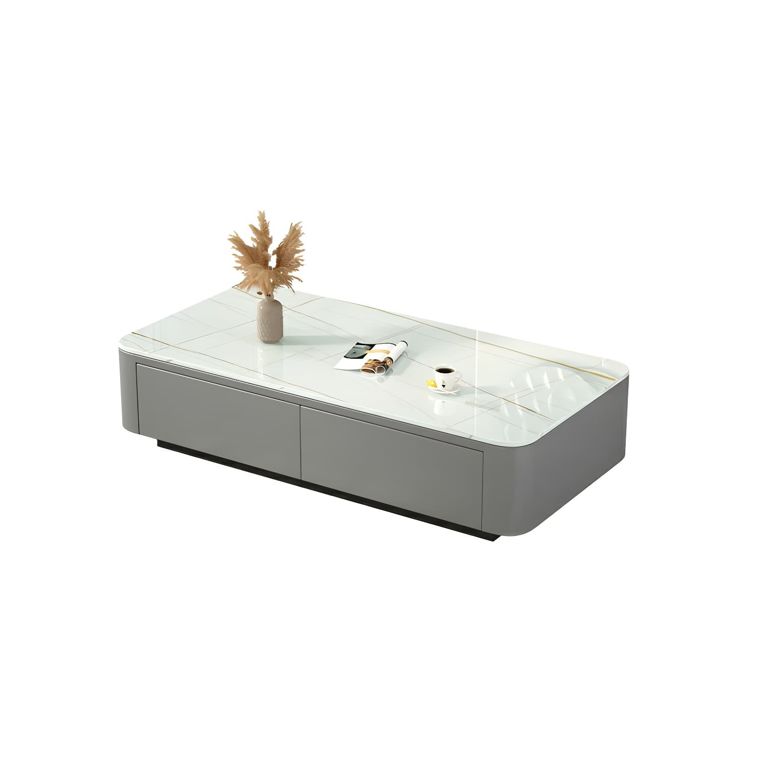 Modern Rectangular Coffee Table with Tempered Glass Top & Black Wood Base thumbnail 12