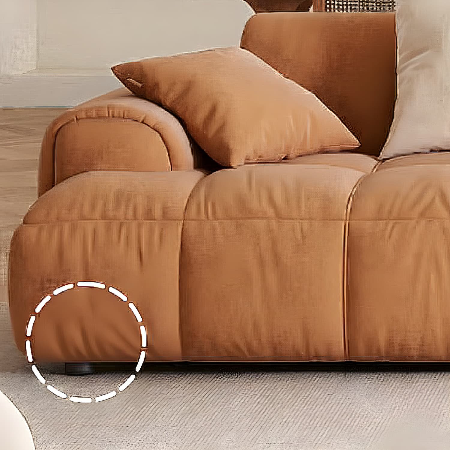 Velvet Round Arm Sectionals 24.8"High Tight Back Sofa with 4 Pillows thumbnail 8