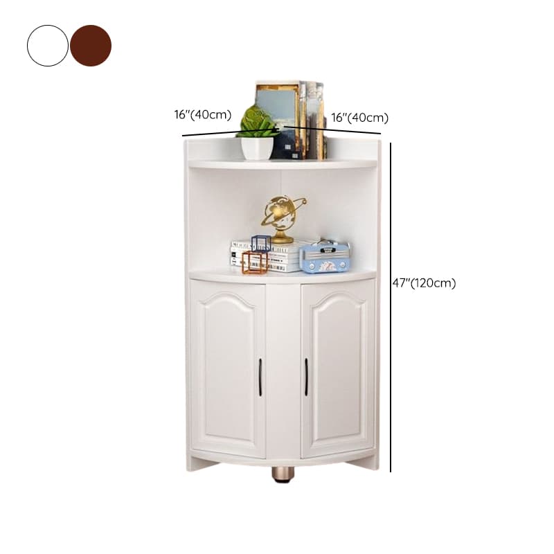 Modern Wood Corner Accent Cabinet with Open Shelves Wood Doors and 1 Cabinet for Living Room thumbnail 9
