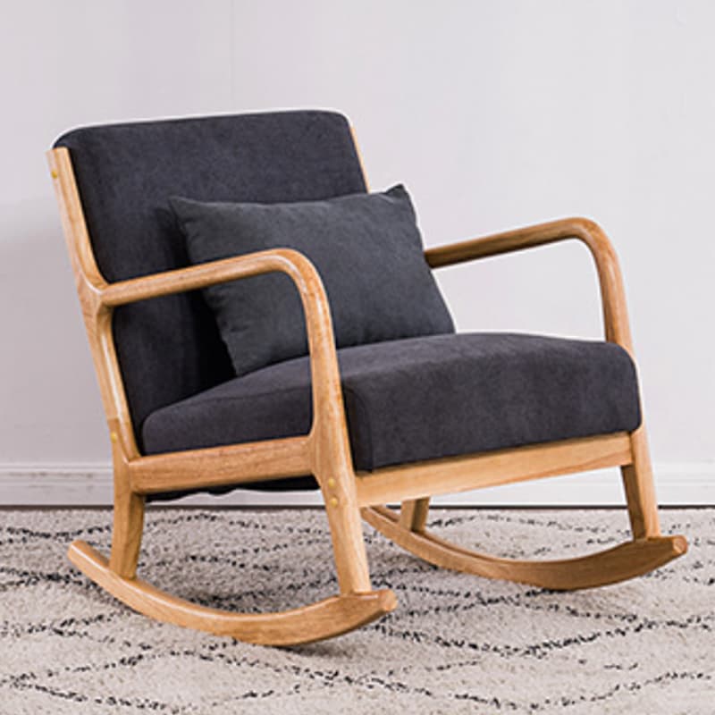 Modern Upholstered Rocking Chair with Natural Wood Legs and Recessed Back Cushion thumbnail 11