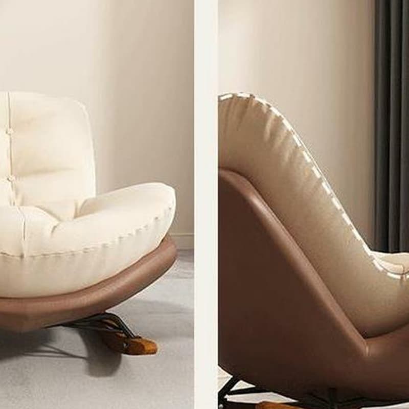 Cotton Upholstered Indoor Rocking Chair with Solid Wood Legs, Compact Design for Small Spaces thumbnail 15