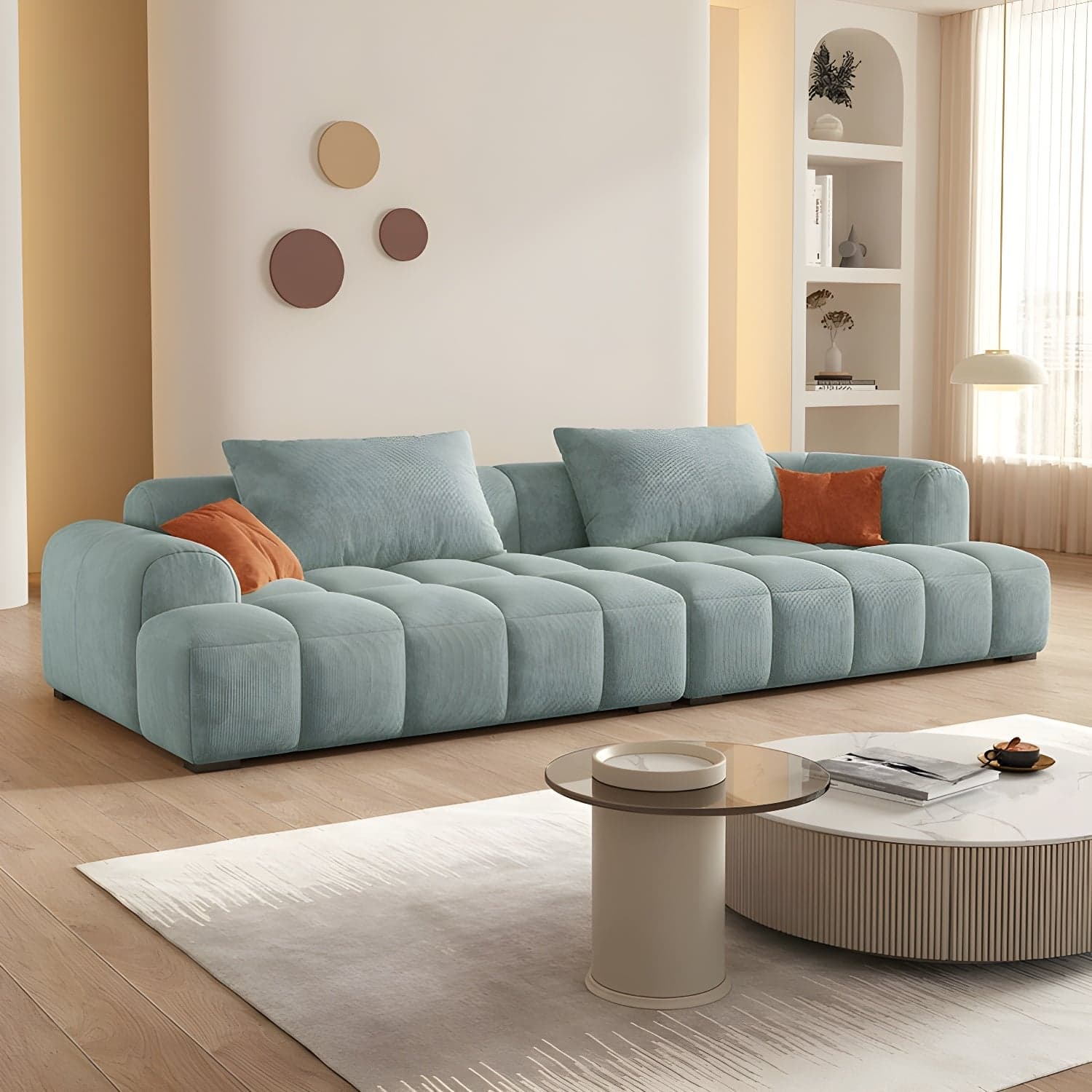 24.8" High Sofa with Tight Back Square Arm Corduroy for Apartment thumbnail 3