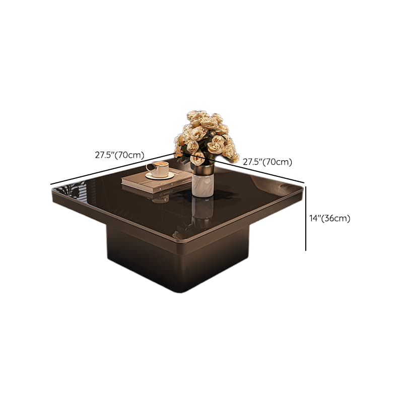 Contemporary Design Transparent Glass Single Board Game Coffee Table with Plinth Base in Midnight Black, Square Top thumbnail 13