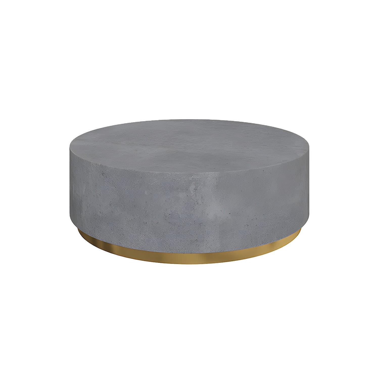 Drum Base Design Black/grey Faux Concrete Top Metal Base Round Coffee Table thumbnail 13