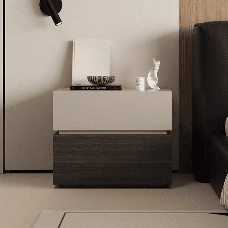Organic Modern Nightstand With Drawer Organization Featuring 2 Drawers and Real Wood Countertop thumbnail 6