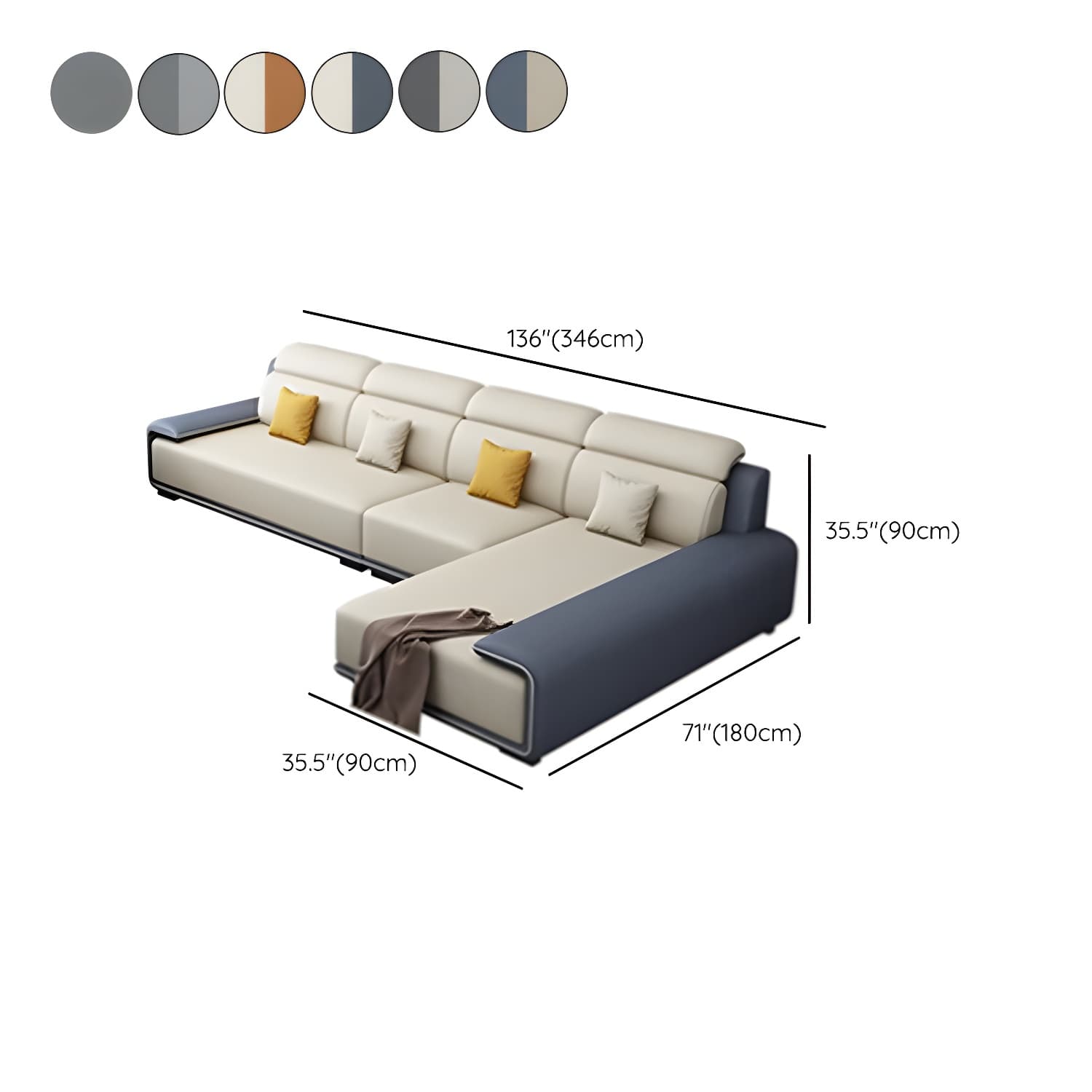 Modern L-Shape Sofa Chaise Sectional Set in Tech Cloth Features Storage and Seat for 4 thumbnail 14