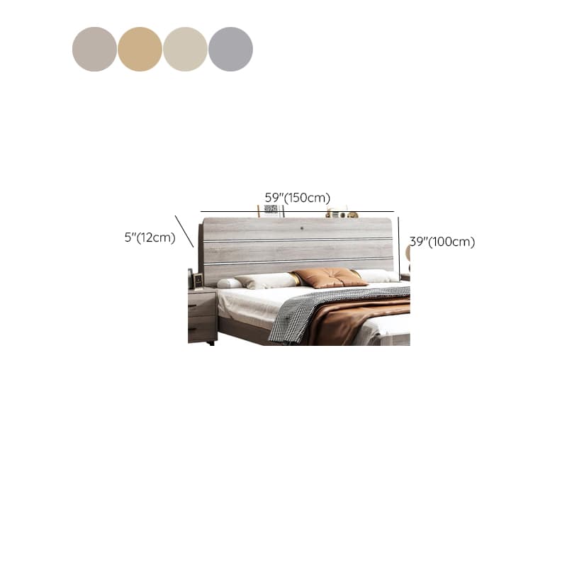 Simplistic Panel Headboard with No Distressing, Shelves, and Illumination Light for Queen/Full/Twin XL Bed in Rectangular Shape, Standard Height thumbnail 8