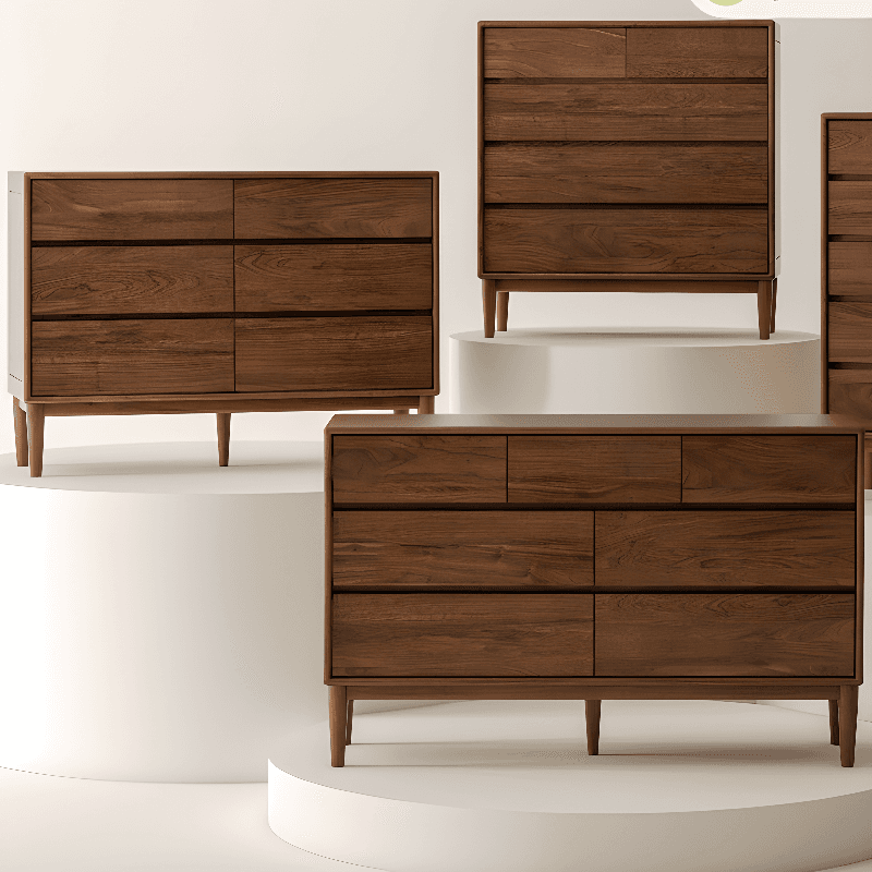 Modish Horizontal/Vertical Cocoa Double Dresser/Lingerie Chest in Raw Wood with 5 Drawers/7 Drawers/6 Drawers thumbnail 1