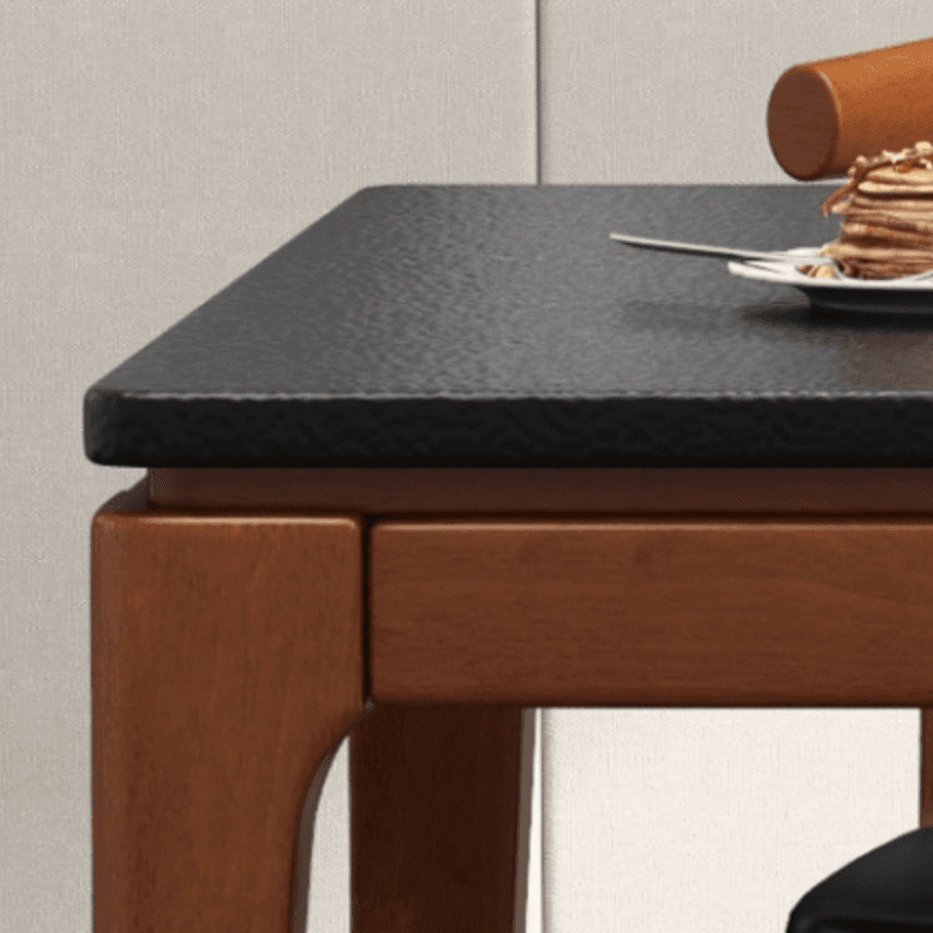 Scandinavian Rectangular Sintered Stone Dining Table Set with Four Legs Fixed Table for 4/2 People in Ink/Chalk thumbnail 7