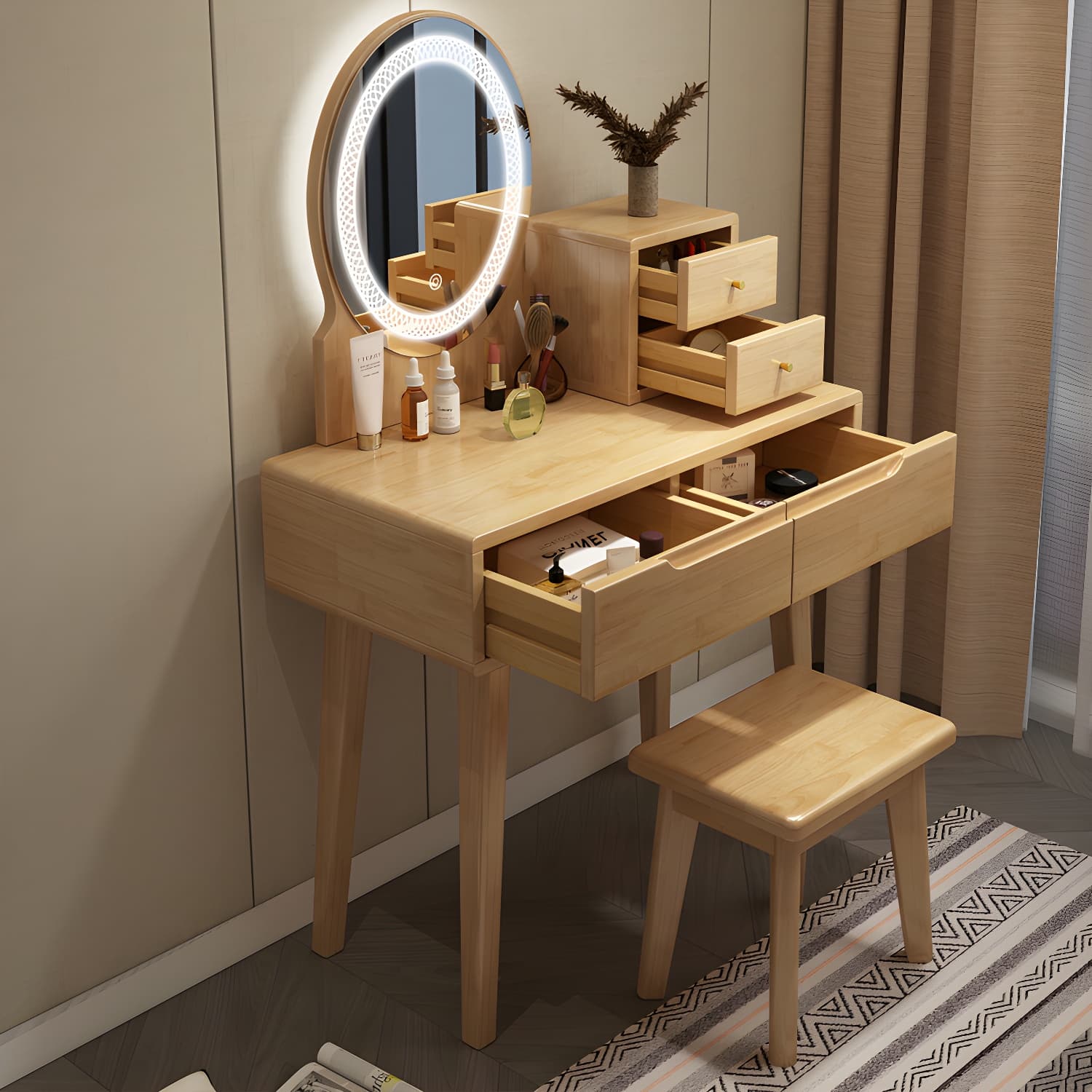 Traditions Make-up Vanity Solid Wood Bedroom With Drawer Dressing Table thumbnail 12
