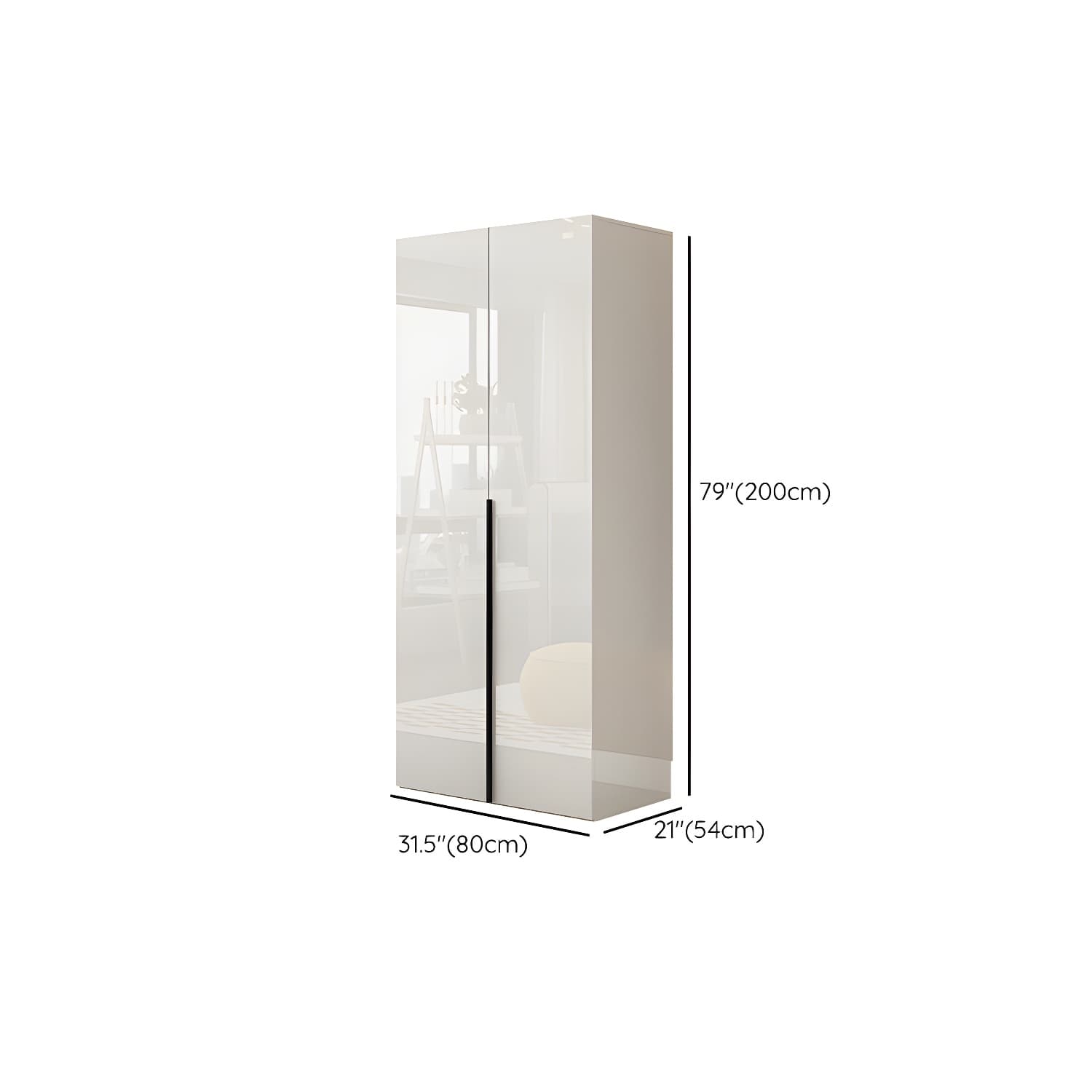 Hinged Wardrobe Armoire with Shelves White Wardrobe Closet for Home thumbnail 10