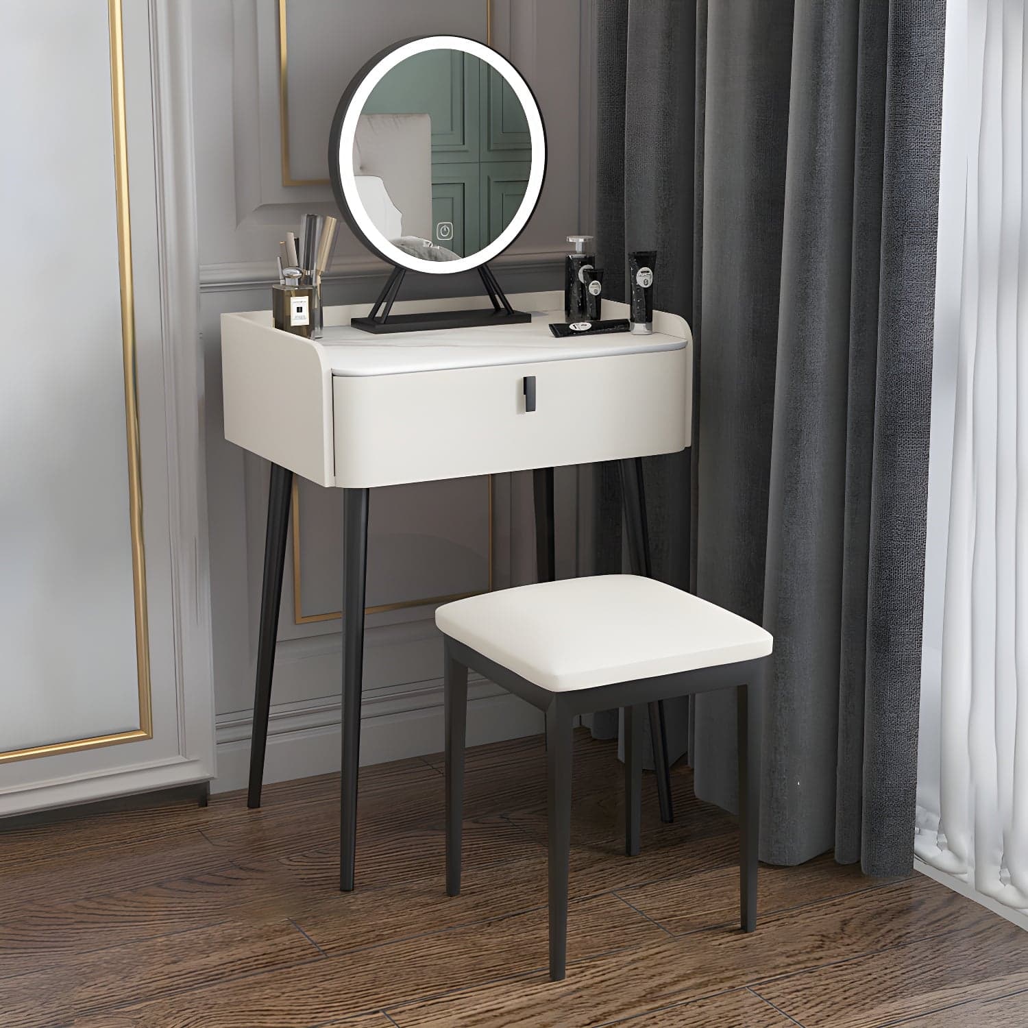 15" Wide Contemporary Make-up Vanity Mirror Dressing Table with Drawer thumbnail 6