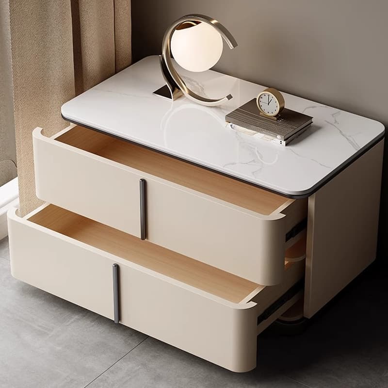 Modish Drawer Storage Bedside Table with 2 Drawers and Sintered Stone Countertop thumbnail 13