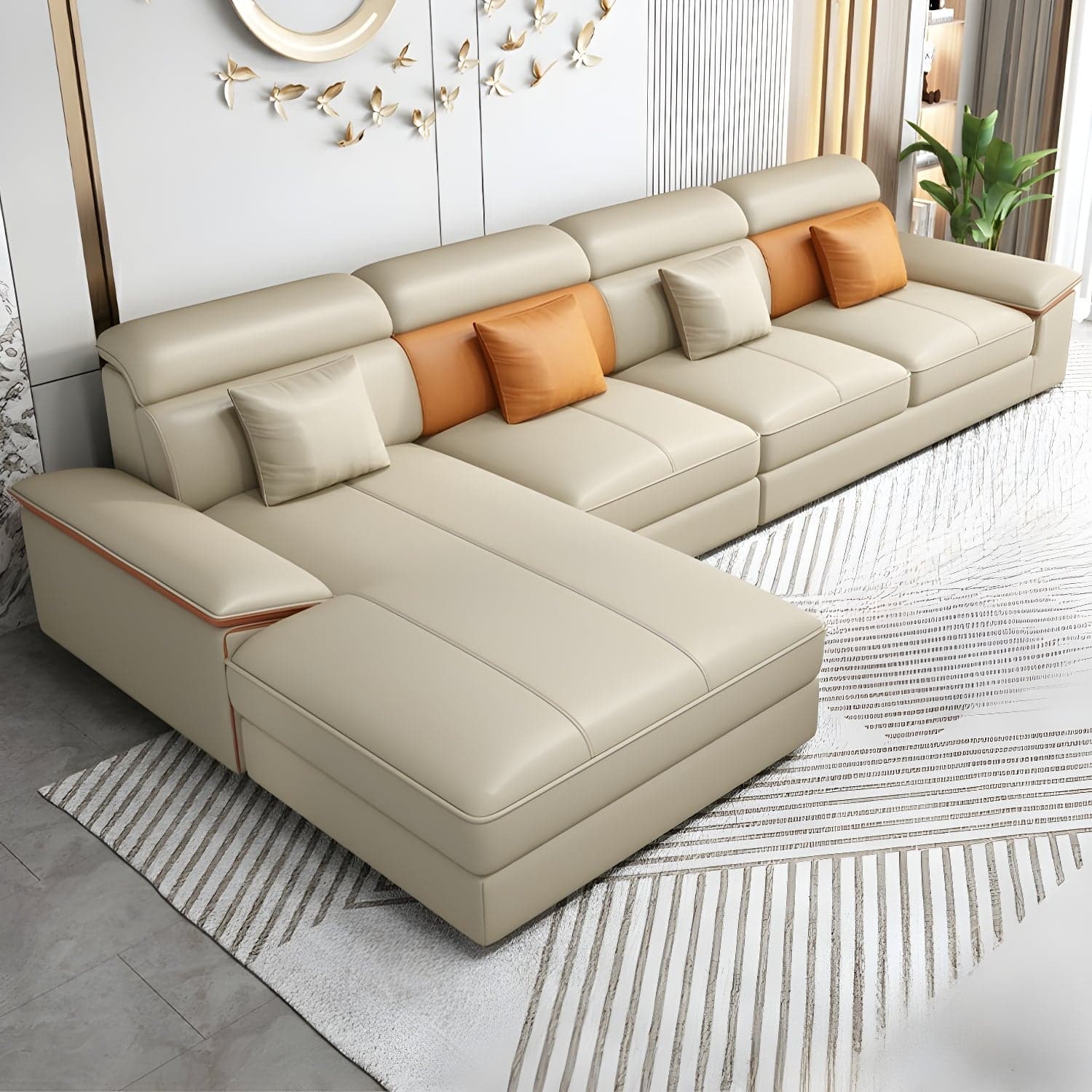 Modernism Pillow Top Arm Sectional with Chaise for Living Room thumbnail 6