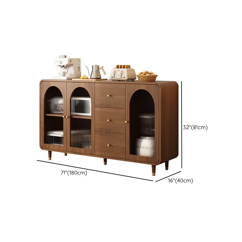3 Drawers Modish Tan Standard Sink Cabinet with Glass Doors, 2 Shelves/1 Shelf, and Cabinets thumbnail 15