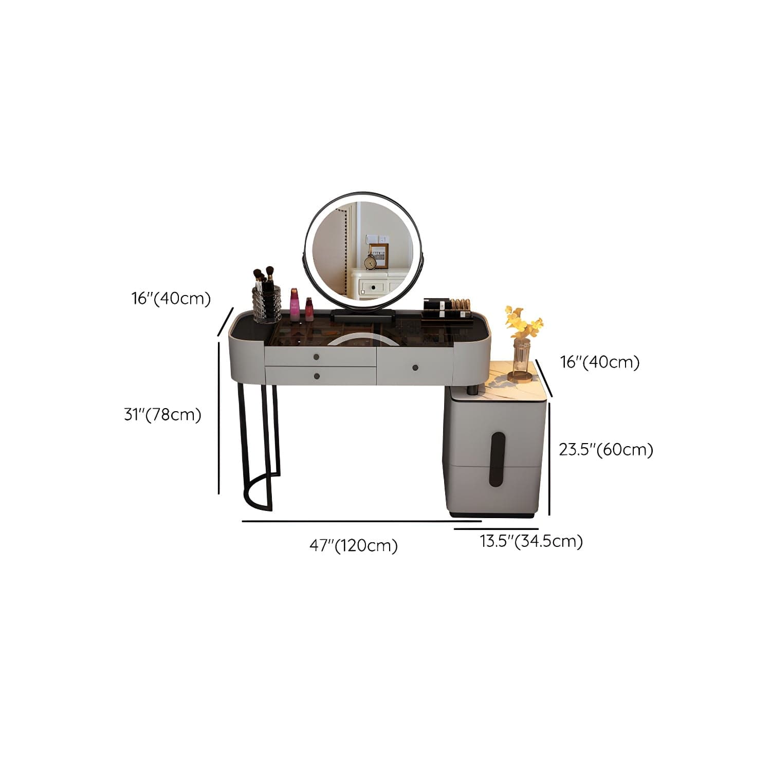 Contemporary Wood Make-up Vanity 15.75" Wide Make-up Vanity with Drawers thumbnail 26