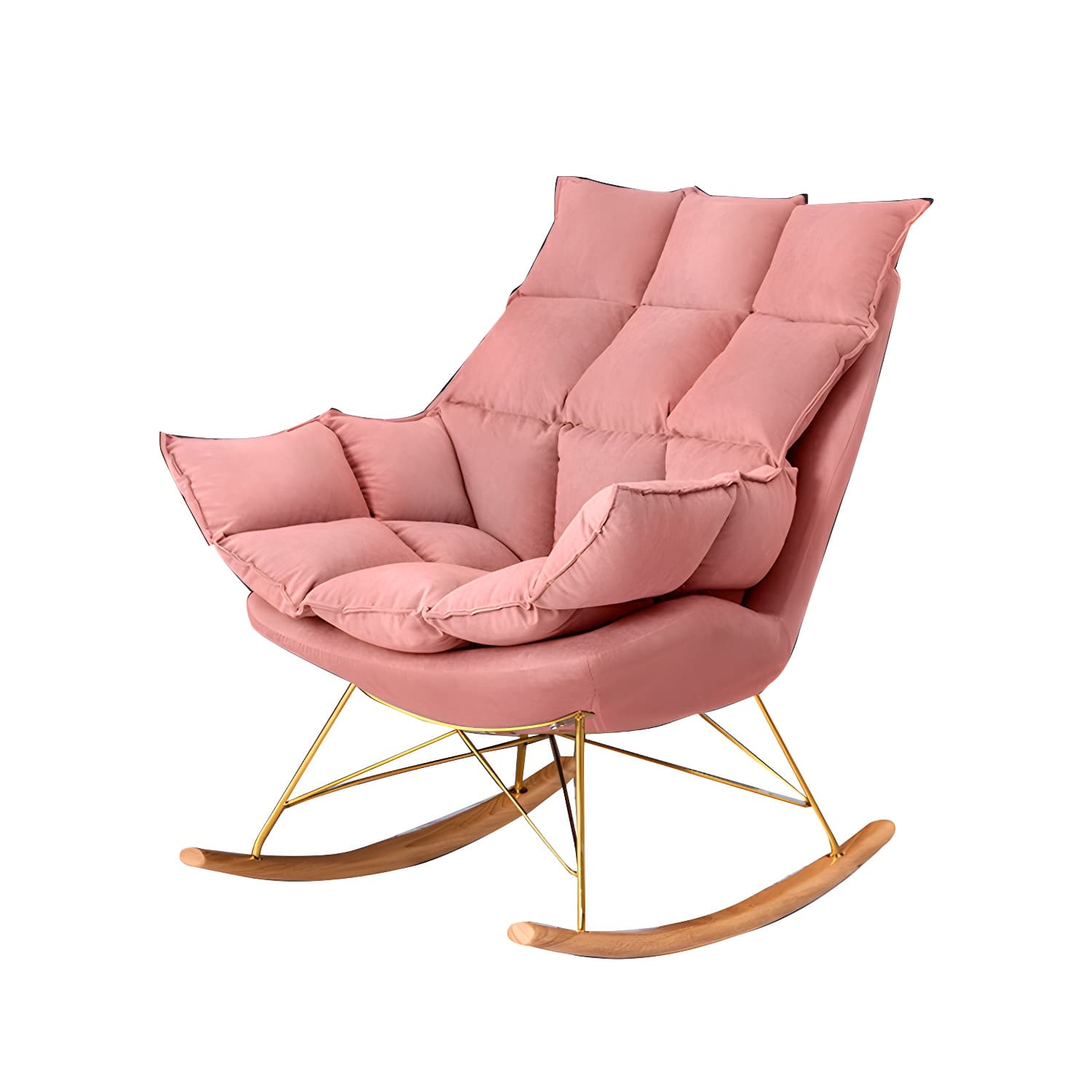 Rocking Accent Chair Upholstered Contemporary Living Room Spindle Tufted Cushions thumbnail 12