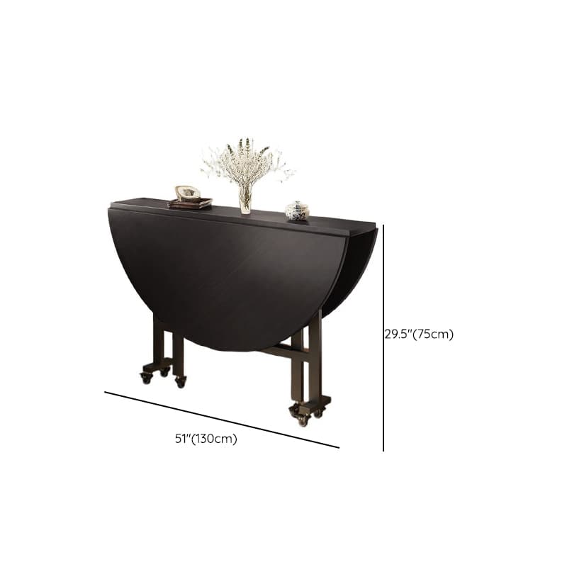 Contemporary Circular-shaped Dining Table with Timber Top in Brown, Extendable Feature thumbnail 14