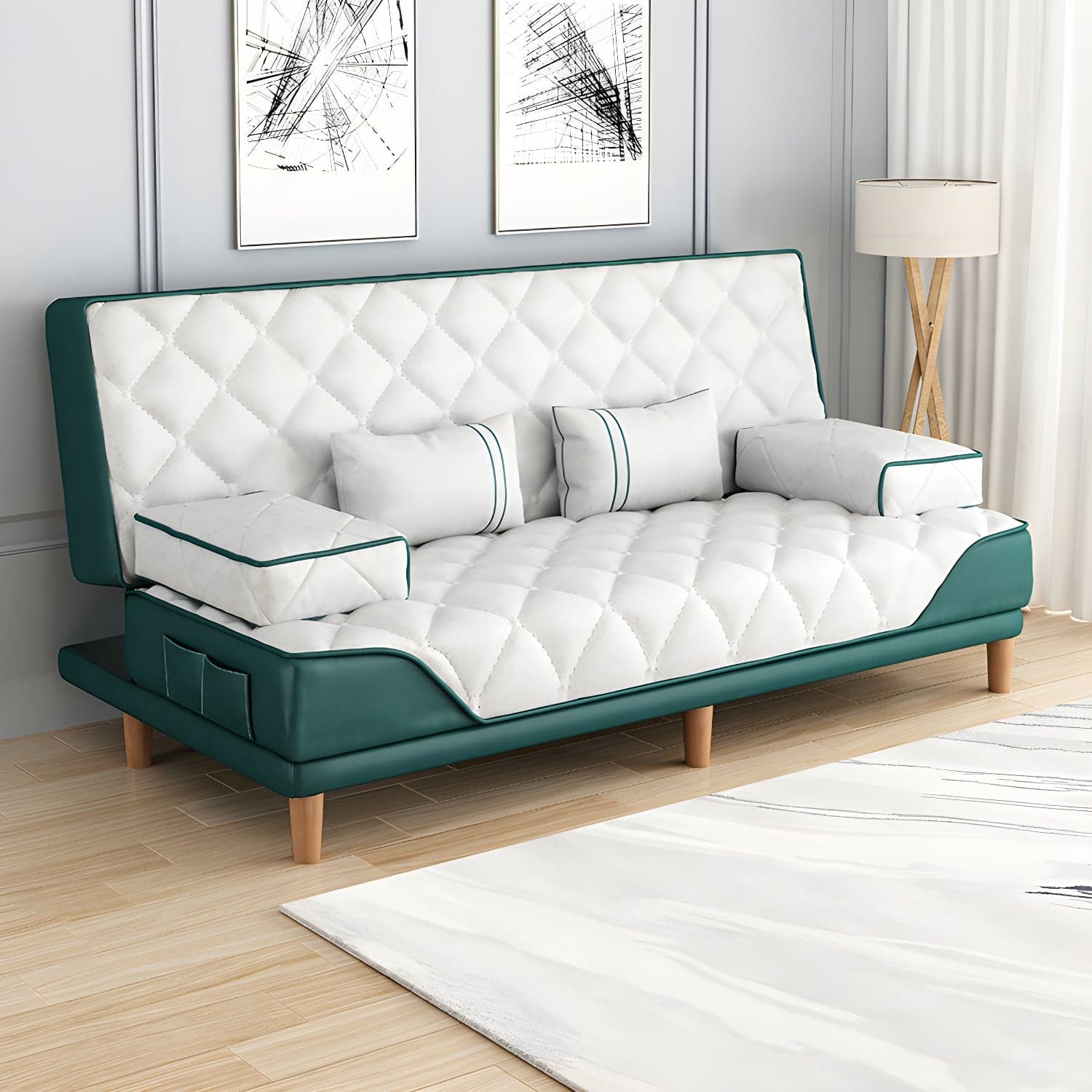 Contemporary Tight Back Convertible Sofa and Chaise with Pillow Top Arm thumbnail 1