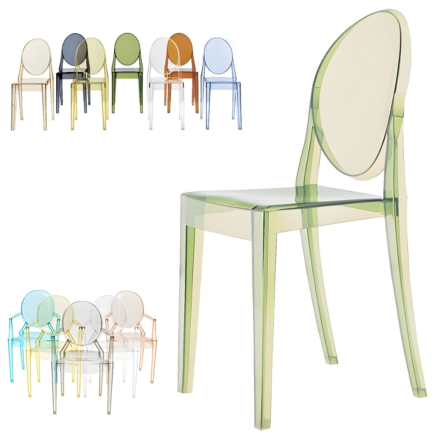 Scandinavian Winehouse Plastic Side Chair Transparent Open Dining Chair (Set of 4) thumbnail 18