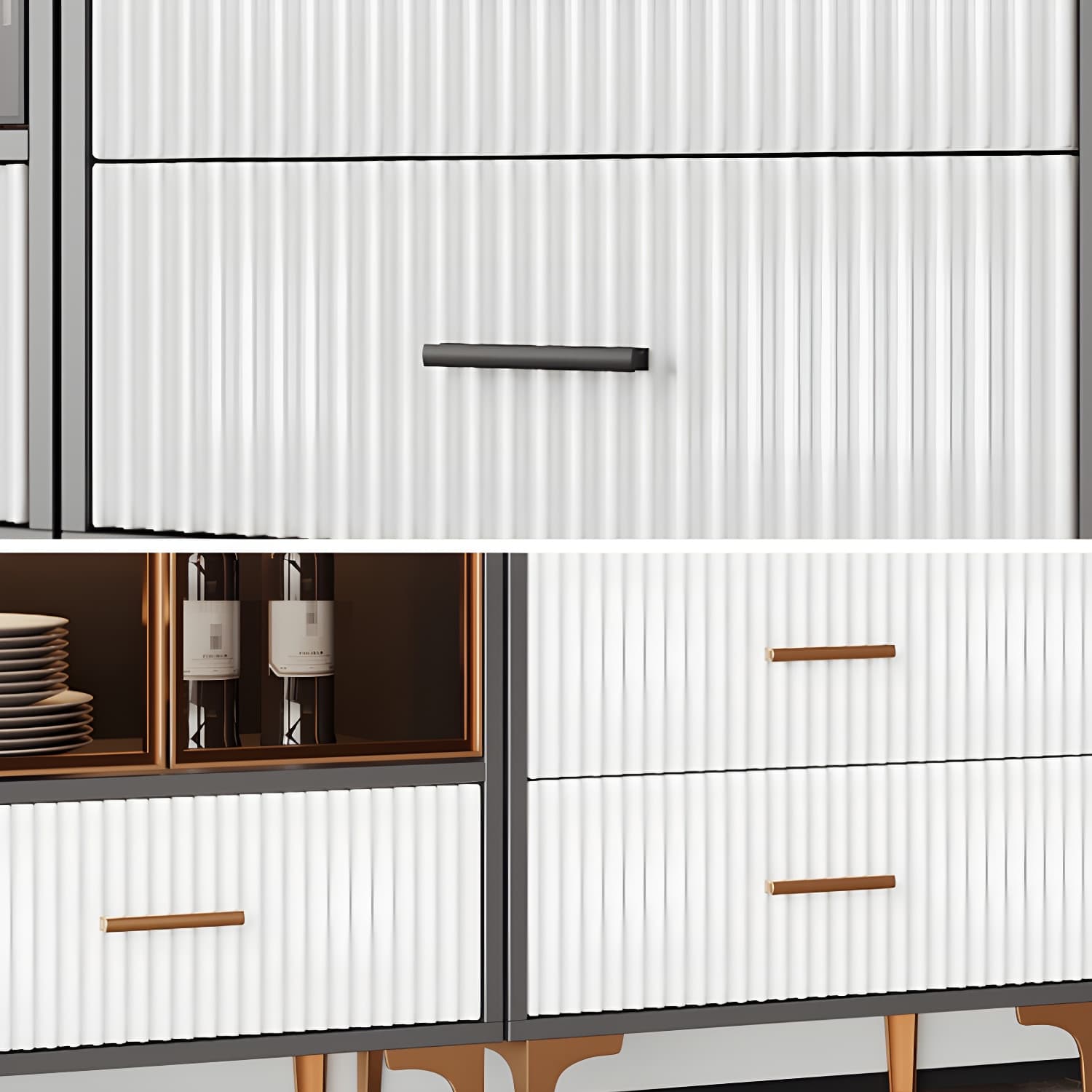 Contemporary Sideboard Cabinet for Dining Room with Glass Doors & Drawers Included thumbnail 15