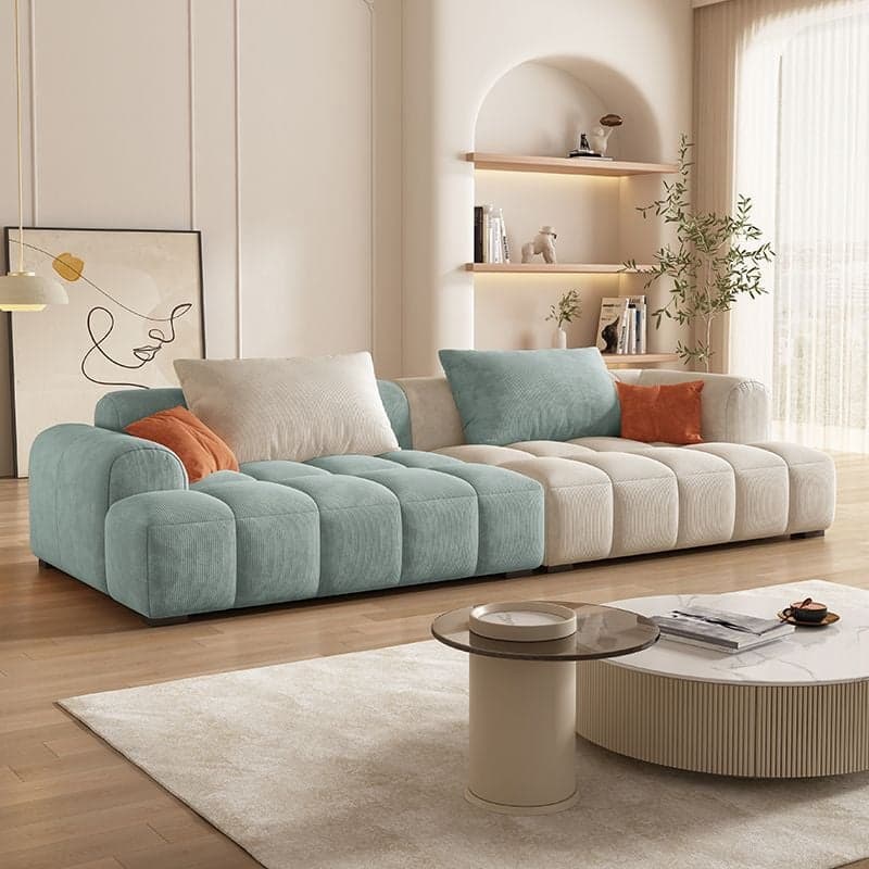 Vibrant Peony/Cerulean/Tangerine Color Sofa Couch with Round Arm and Concealed Support thumbnail 2