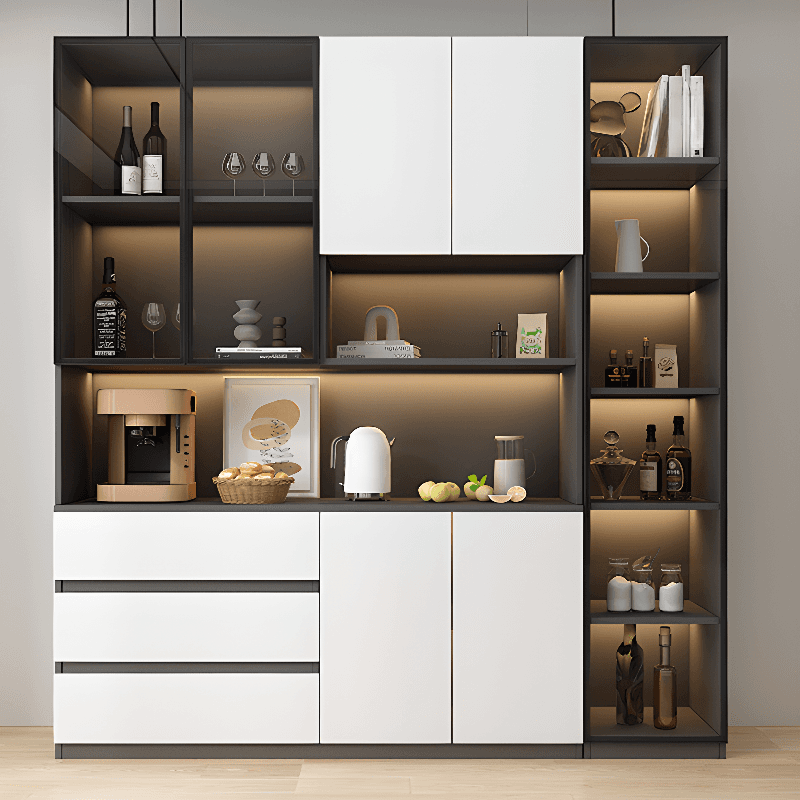 Two Toned Unclosed & Self-supporting Wide Sideboard with 2 Shelves & Benchtop thumbnail 13