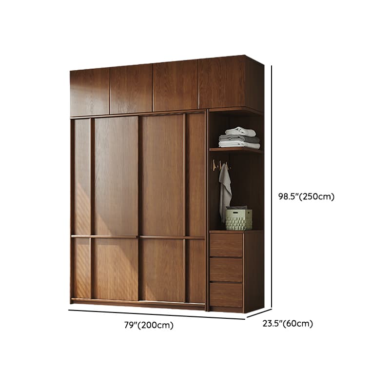 Stylish Coffee Modern Lumber Standalone Armoire Cabinet with Soft Close Drawers and Doors, Interior Shelves thumbnail 31
