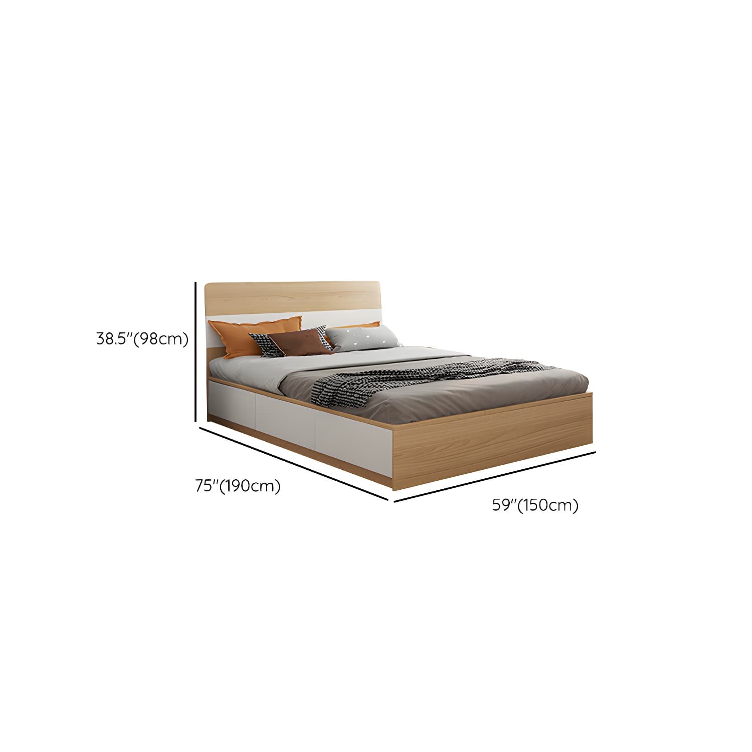 Contemporary Natural Wood Mattress Included Lift Up Storage Bed Frame thumbnail 13