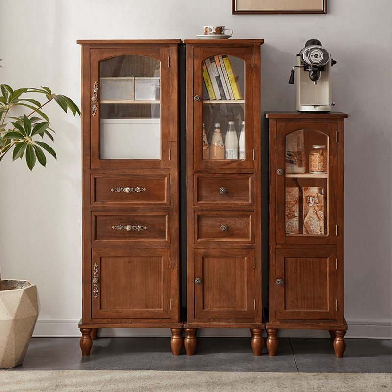Classic Parlor Independent Accent Cabinet with Distressed Wood Finish, Damp-proof and Bun Feet thumbnail 4