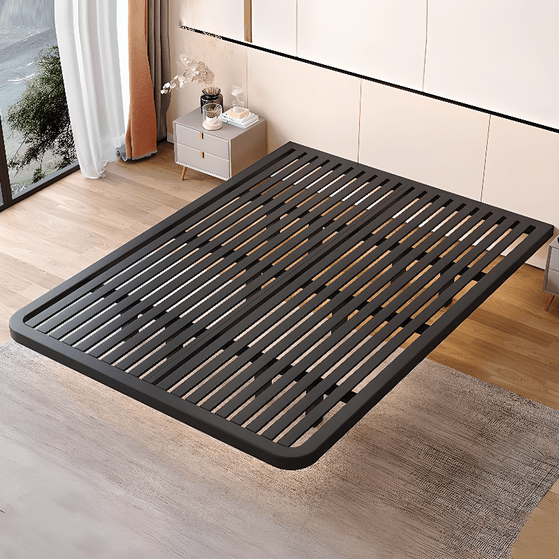 Trendy Alloy Floating Bed Tool-Free Assembly Bedroom, White/Black thumbnail 4