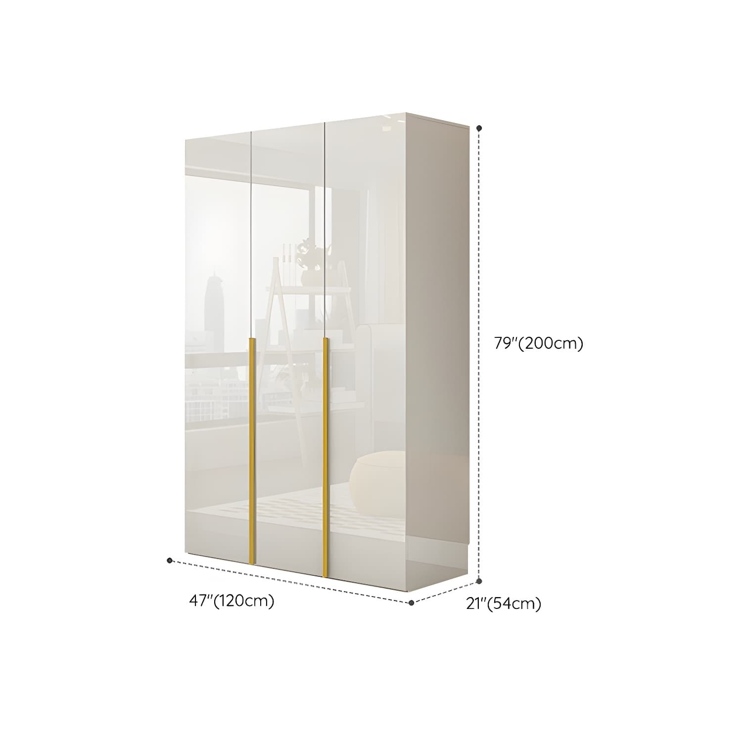 White Modern Style Wardrobe Cabinet Engineered Wood with Garment Rod thumbnail 13